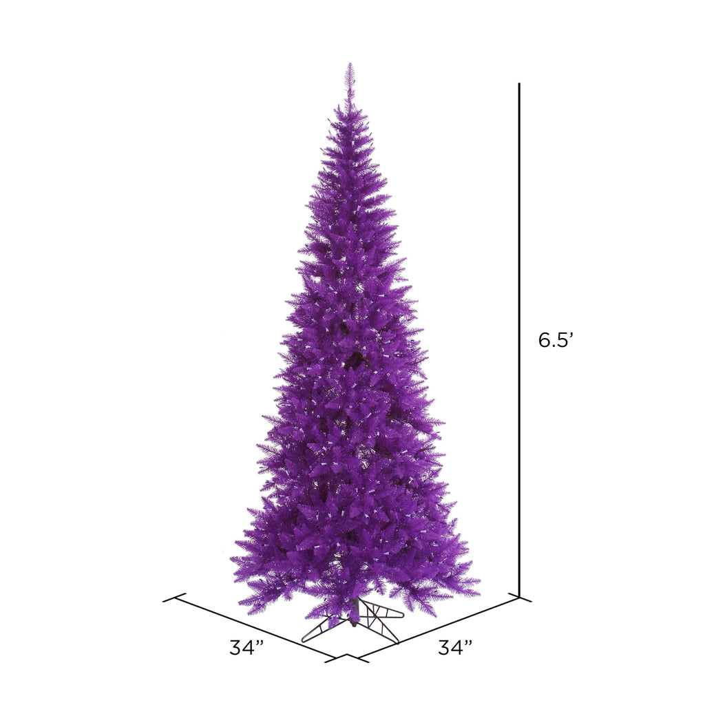 Vickerman 6.5' Purple Fir Slim Artificial Christmas Tree, Unlit - Faux Fir Christmas Tree - Seasonal Indoor Home Decor