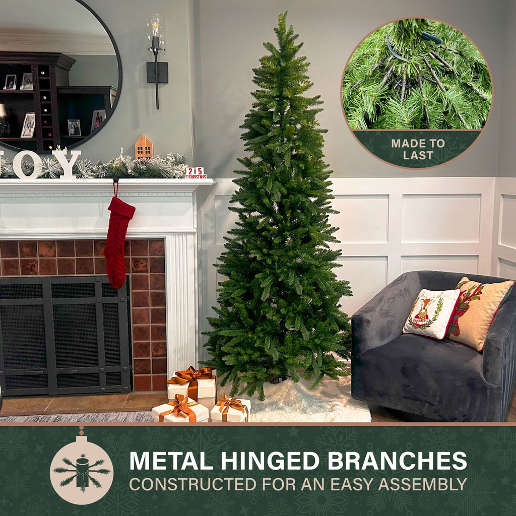 Fraser Hill Farm 7.5 ft. Winter Falls Slim Christmas Tree, FFWF075-0GR
