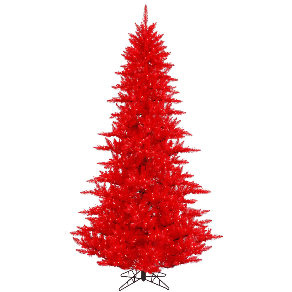 Vickerman 3' Red Fir Artificial Christmas Tree, Red Dura-lit LED Lights