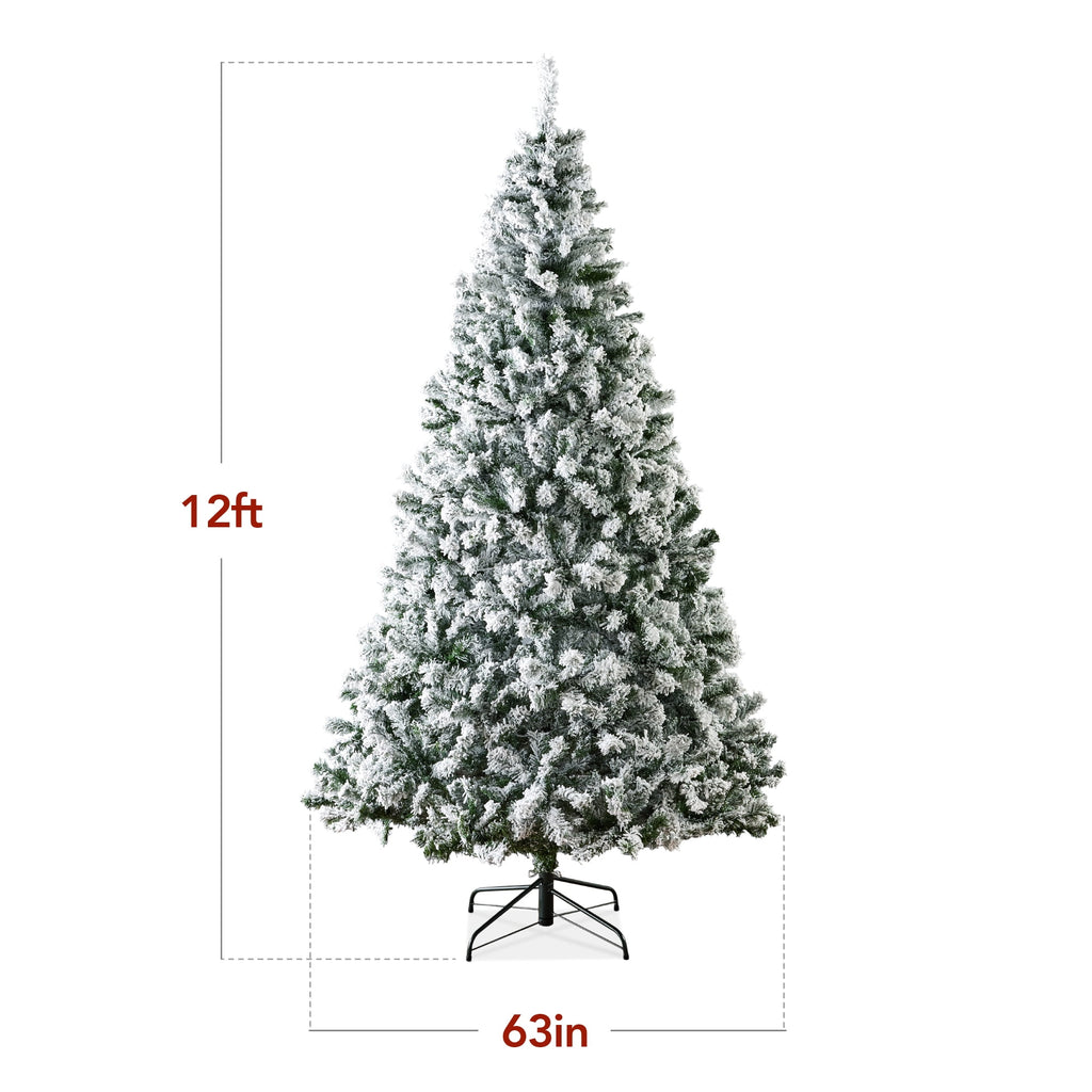 Best Choice Products Artificial Flocked Christmas Tree, 6ft Premium Unlit Pine Holiday Decor w/Metal Stand Green