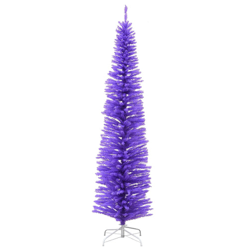 7.5 ft. Artificial Slim Christmas Tree, Lavender Purple Matte, Tinsel, Includes Stand