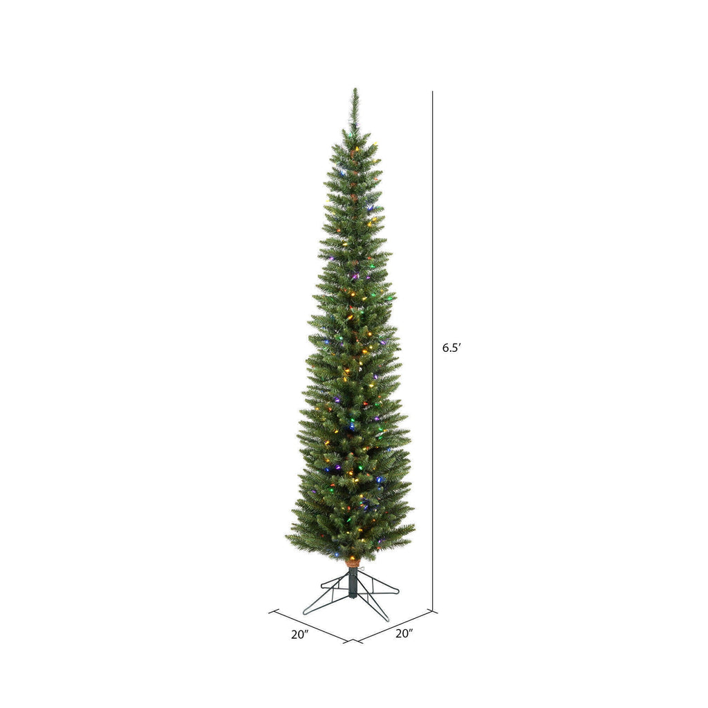Vickerman 6.5' Durham Pole Pine Artificial Christmas Tree, Multi-Colored LED Dura-lit Lights