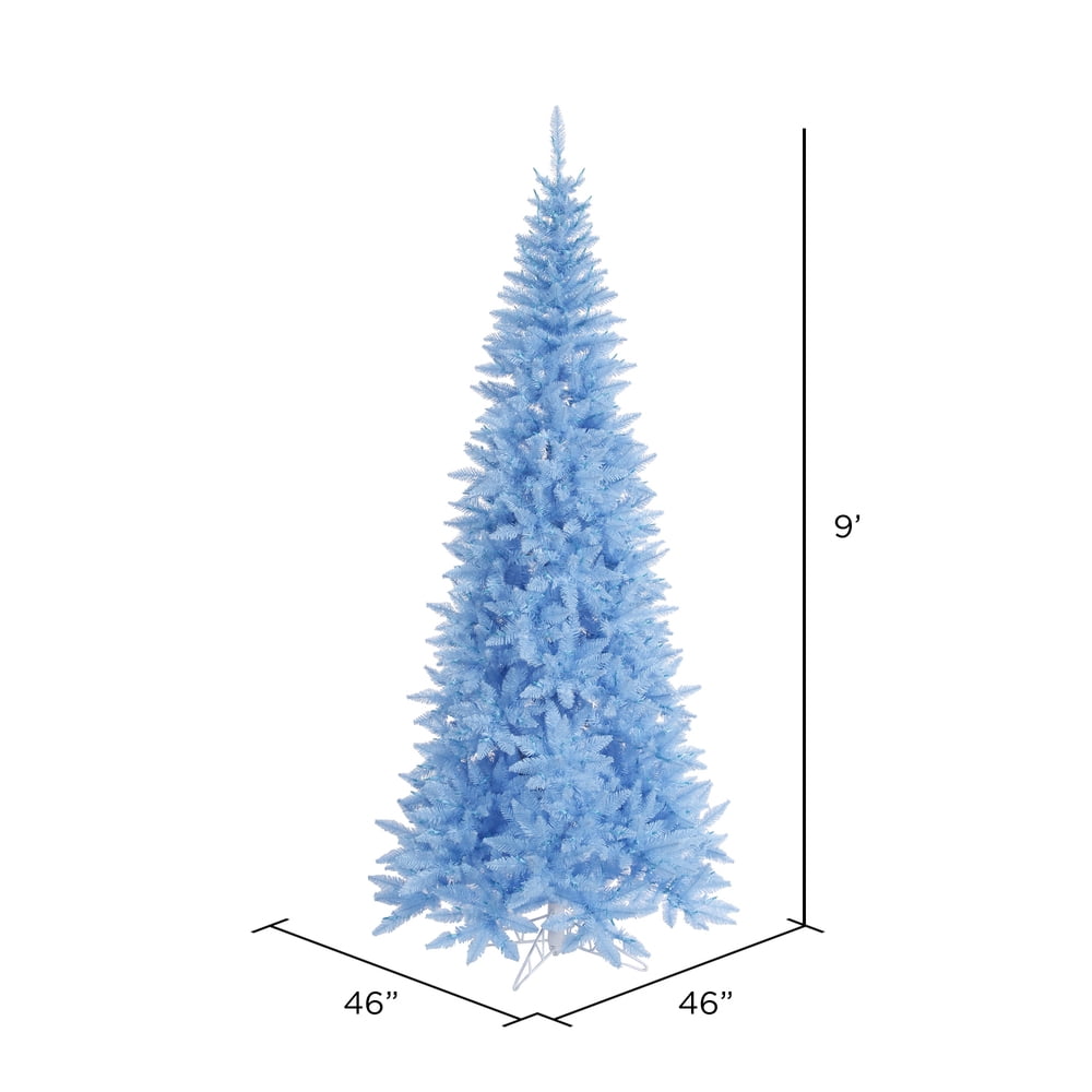 Vickerman 9' Sky Blue Fir Slim Artificial Christmas Tree, Unlit - Faux Blue Christmas Tree - Seasonal Indoor Home Decor