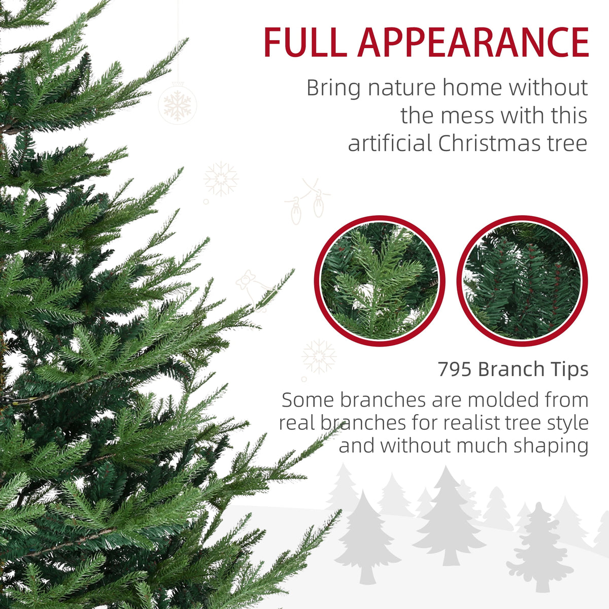 HOMCOM Artificial Christmas Tree Holiday Xmas Tree with Pine Shape