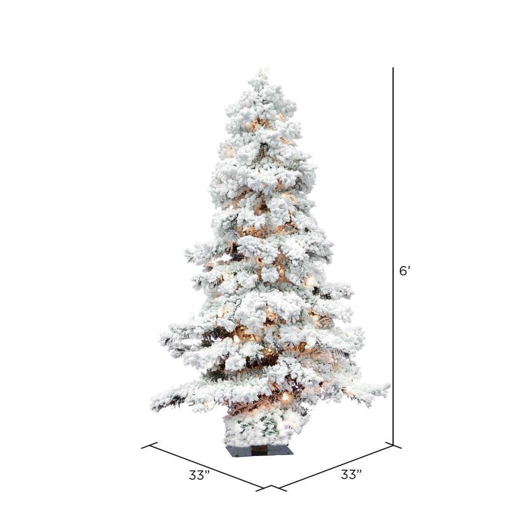 Vickerman 5' Flocked Spruce Artificial Christmas Tree, Warm White Single Mold LED Lights