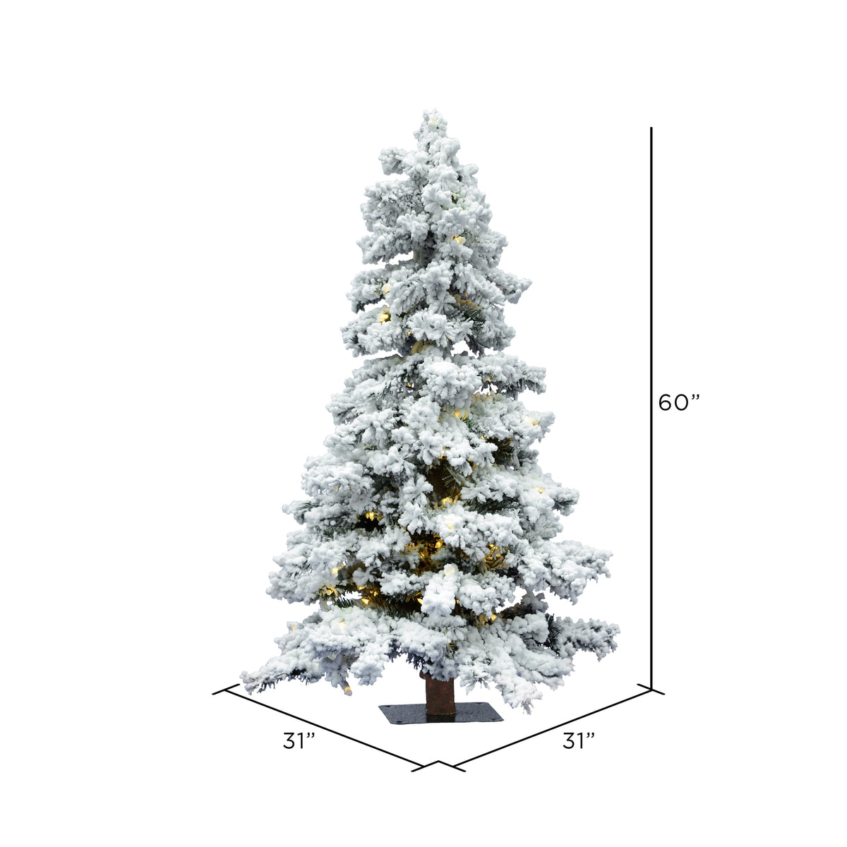 Vickerman 5' Flocked Spruce Artificial Christmas Tree, Warm White Single Mold LED Lights