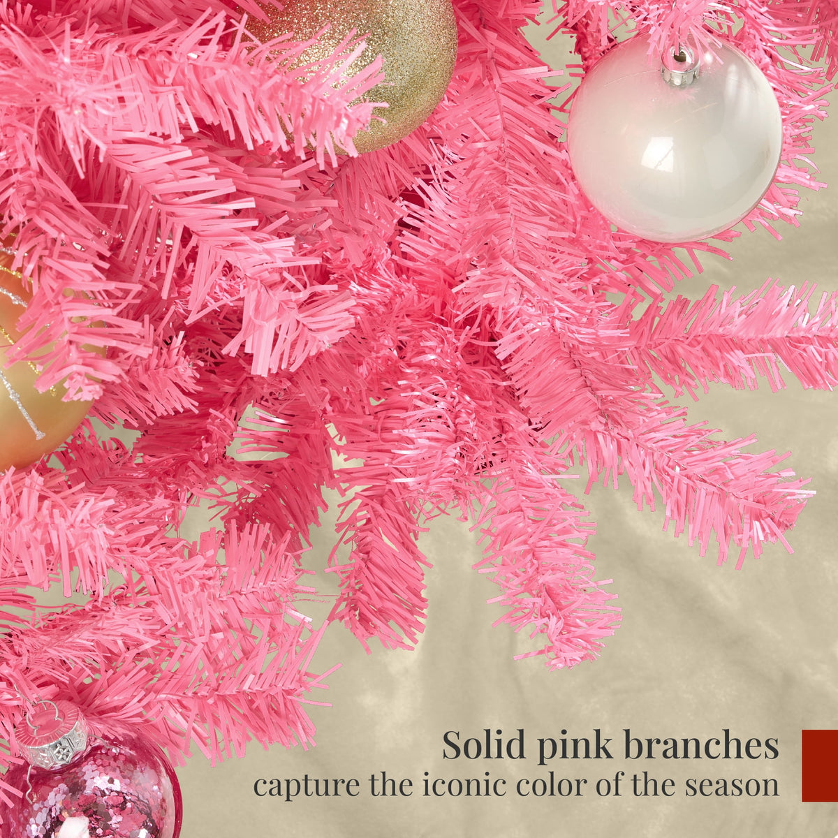 Best Choice Products Artificial Christmas Tree, 9ft Premium Unlit Pine Design, Dense Branches w/Easy Assembly - Pink