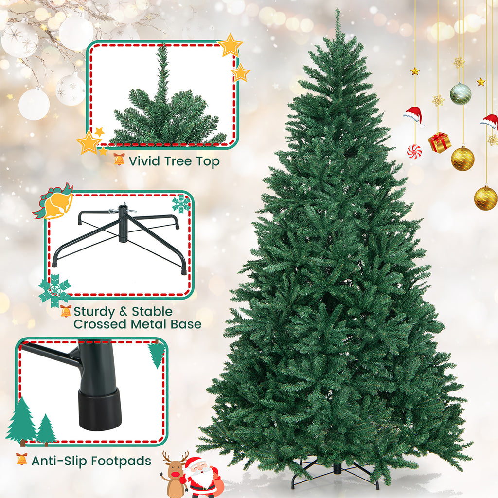 Gymax 7.5 FT Artificial Christmas Tree Hinged Christmas Tree w/ 2254 Lush Branch Tips