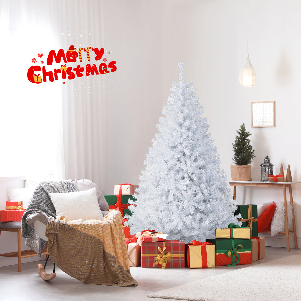 Costway 9Ft Hinged Artificial Christmas Tree Pine Tree 2132 Tips Metal