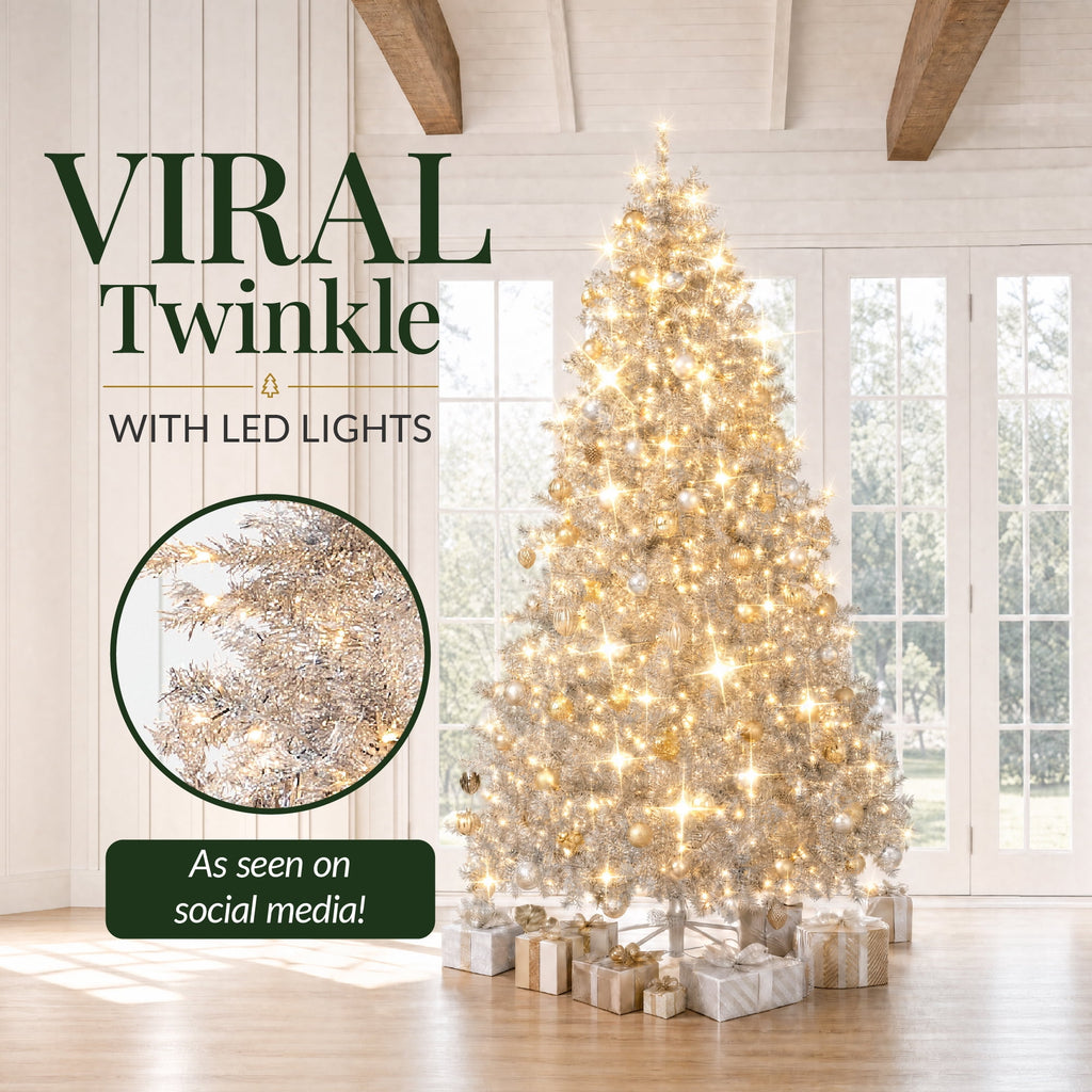Best Choice Products 6ft Artificial Tinsel Christmas Tree with Viral Twinkling Lights, Pre-Lit Pine, 250 Lights