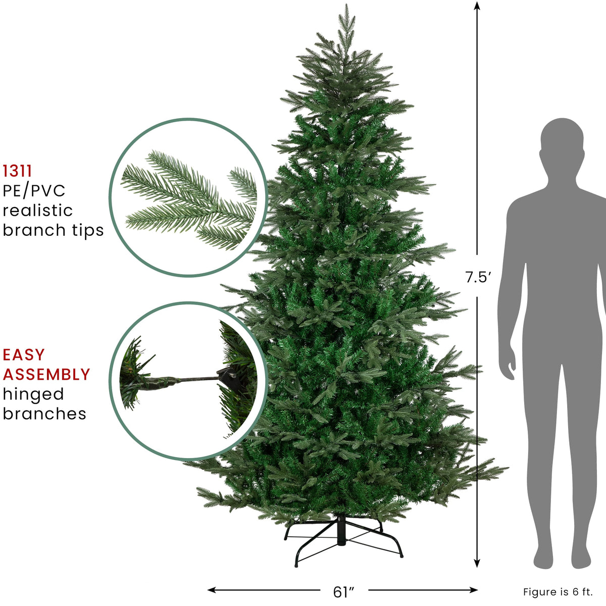 Northlight Real Touch™️ Full Hudson Fir Artificial Christmas Tree - Unlit - 6.5'