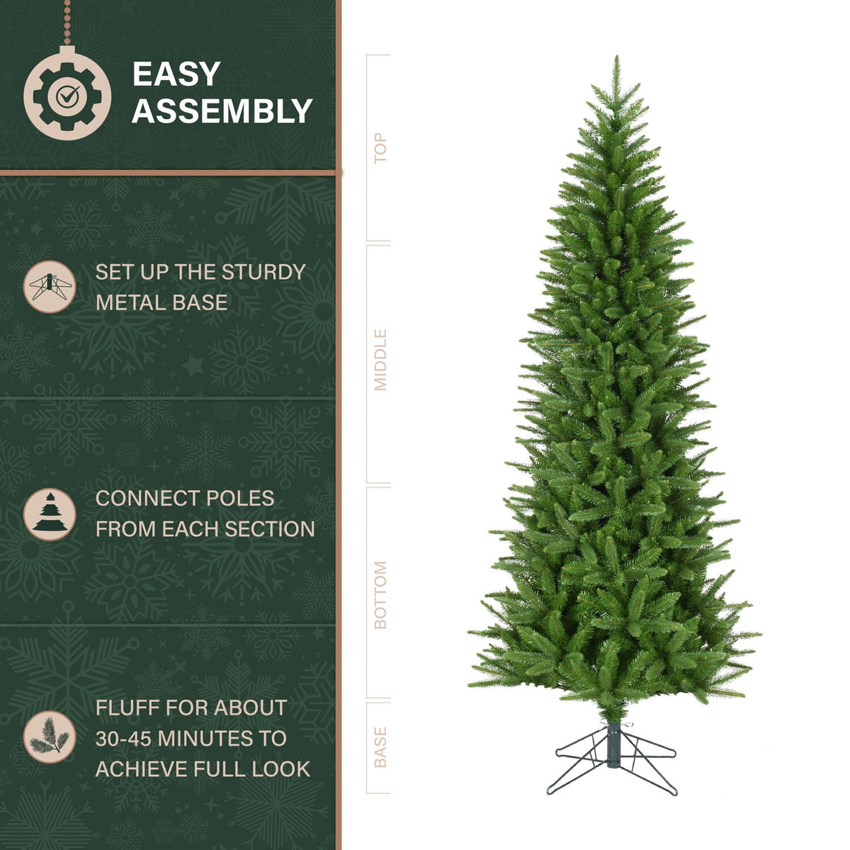 Fraser Hill Farm 7.5 ft. Winter Falls Slim Christmas Tree, FFWF075-0GR