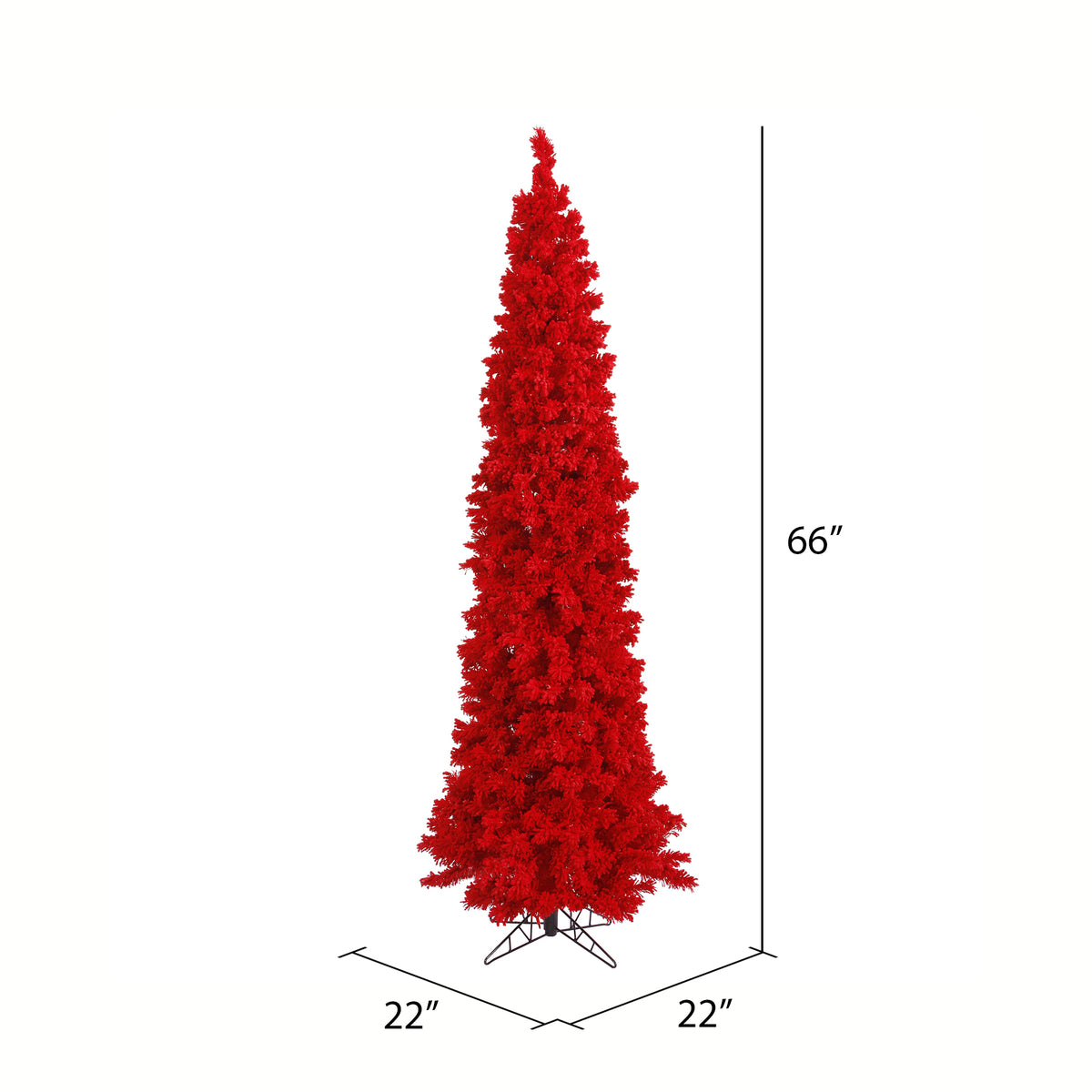 Vickerman 5.5' Flocked Red Pencil Fir Artificial Christmas Tree, Unlit
