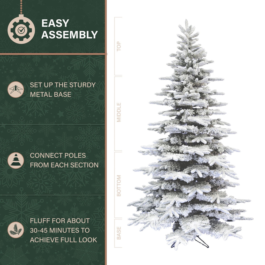 Fraser Hill Farm 6.5-Ft. Flocked Pine Valley Christmas Tree, FFPV065-0SN