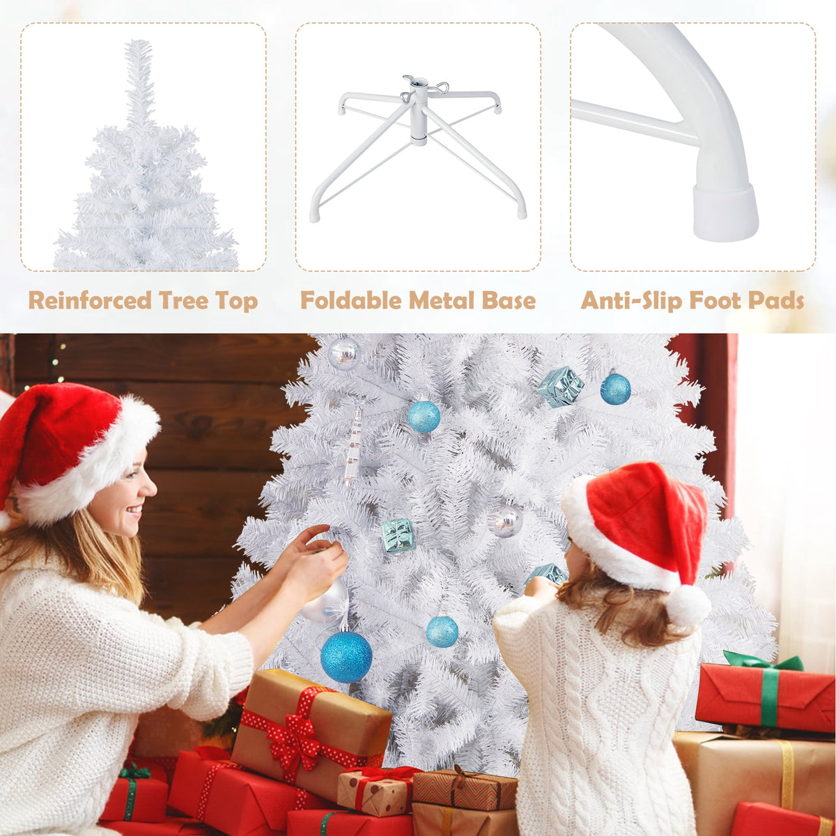 Costway 9Ft Hinged Artificial Christmas Tree Pine Tree 2132 Tips Metal