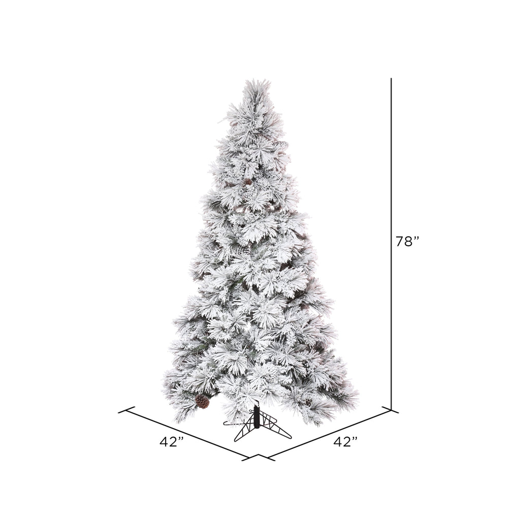 Vickerman 6.5' x 42" Flocked Atka Slim Artificial Christmas Tree, Unlit