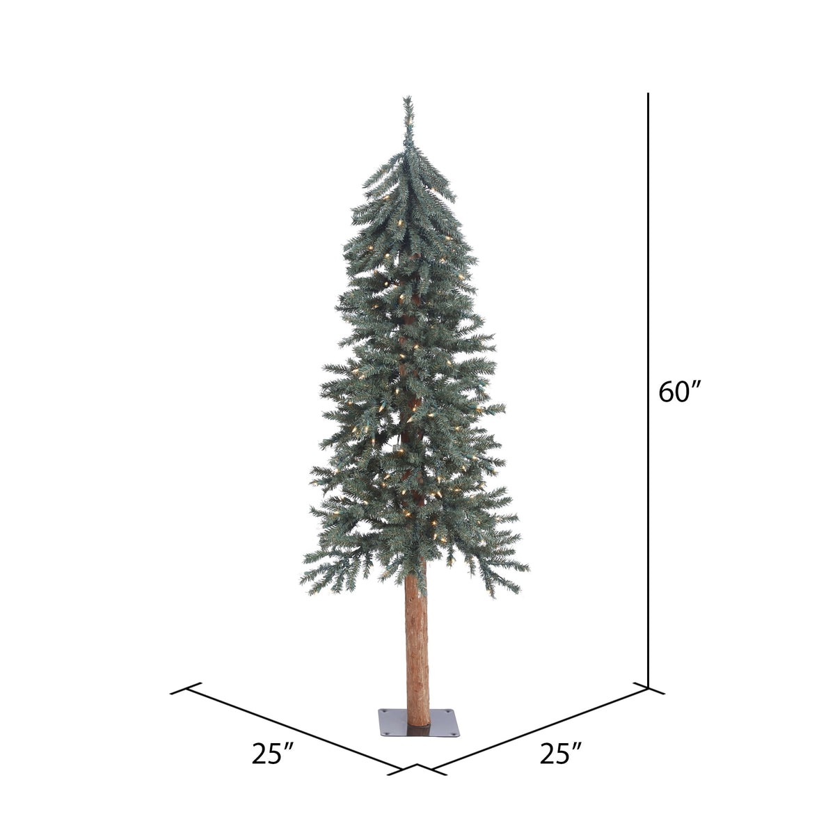 Vickerman 5' Natural Bark Alpine Artificial Christmas Tree, Warm White Dura-lit LED Lights