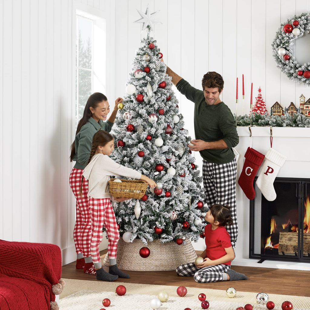 Best Choice Products Artificial Flocked Christmas Tree, 6ft Premium Unlit Pine Holiday Decor w/Metal Stand Green