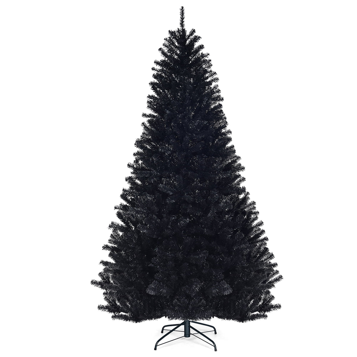 Gymax Holiday Black Hinged Pine Christmas Tree, 7.5'