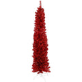 Northlight 6' Unlit Artificial Christmas Tree Pencil Red Tinsel