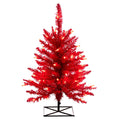 Vickerman 3' Red Fir Artificial Christmas Tree, Red Dura-lit LED Lights