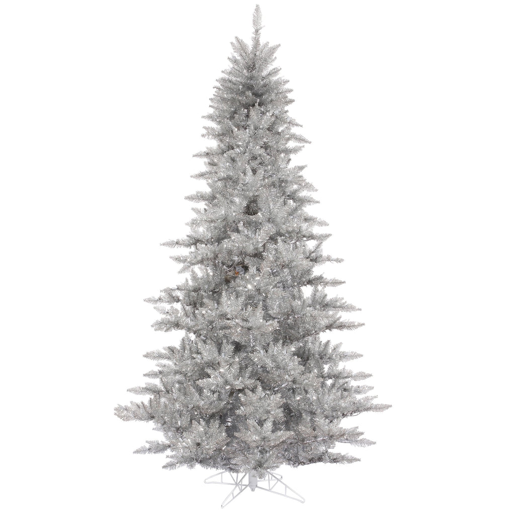 Vickerman 4.5' Silver Tinsel Fir Artificial Christmas Tree, Unlit