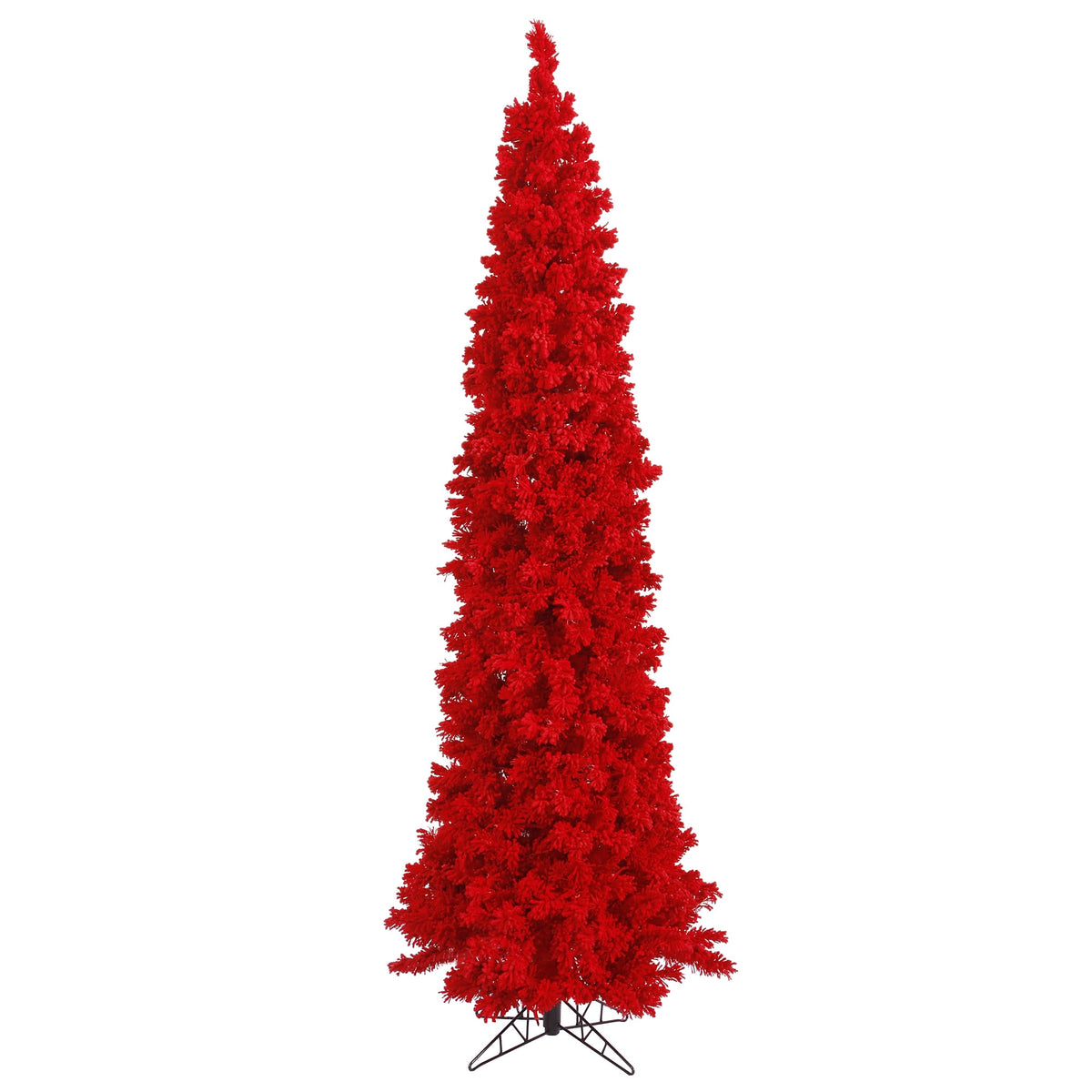 Vickerman 6.5' Flocked Red Pencil Fir Artificial Christmas Tree, Unlit