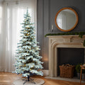 Vickerman 6.5' Flocked Utica Fir Slim Artificial Christmas Tree, Unlit