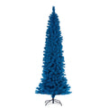 Vickerman 6.5' x 27" Flocked Turquoise Fir Artificial Unlit Pencil Christmas Tree.