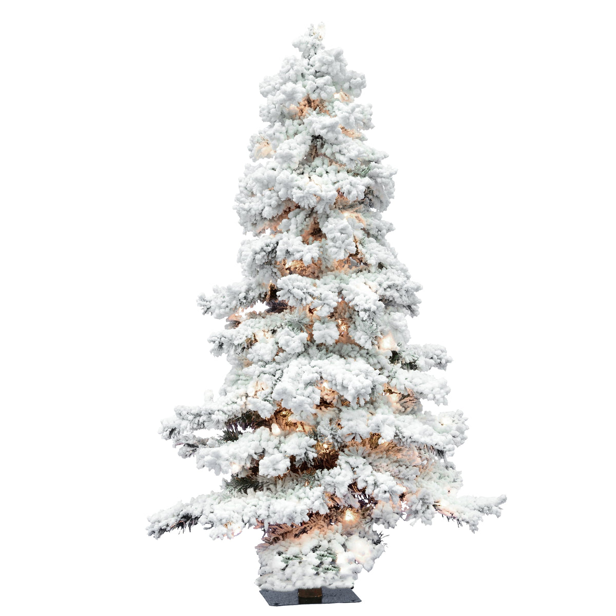 Vickerman 5' Flocked Spruce Artificial Christmas Tree, Warm White Single Mold LED Lights