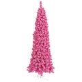 Vickerman 7.5' Unlit Flocked Pink Pencil Fir Artificial Christmas Tree