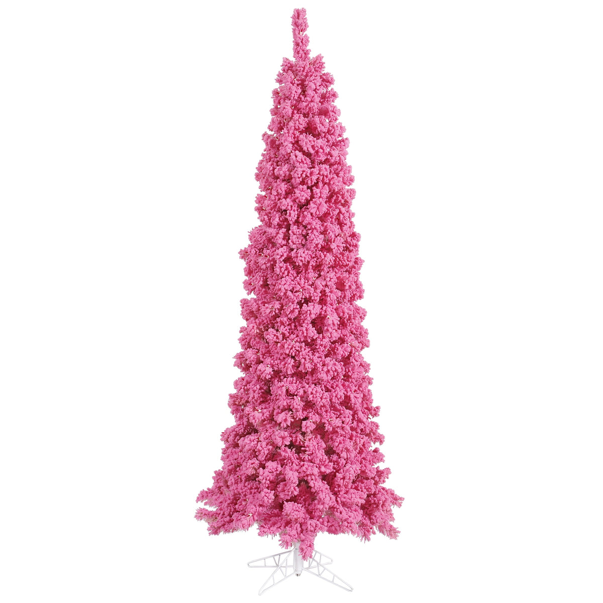 Vickerman 7.5' Unlit Flocked Pink Pencil Fir Artificial Christmas Tree