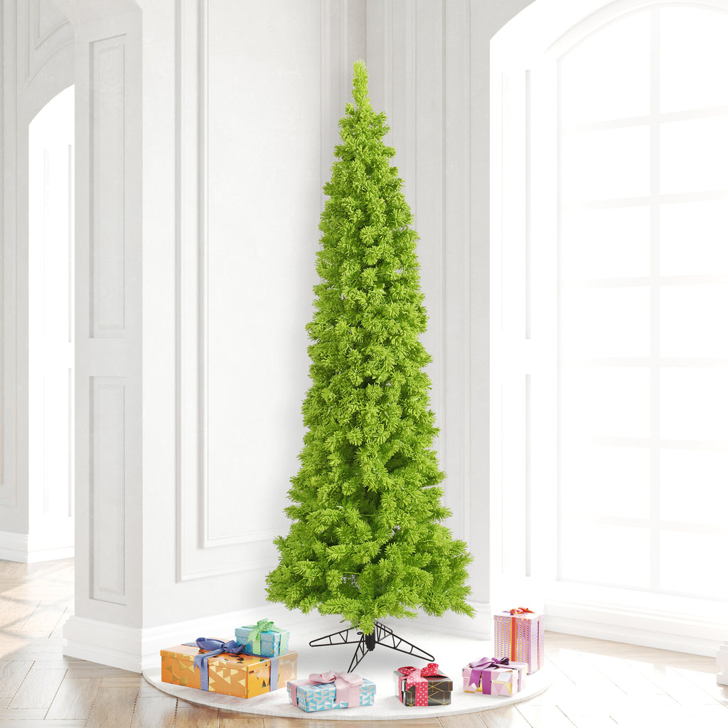Vickerman 7.5' Flocked Lime Pencil Fir Artificial Christmas Tree, Unlit