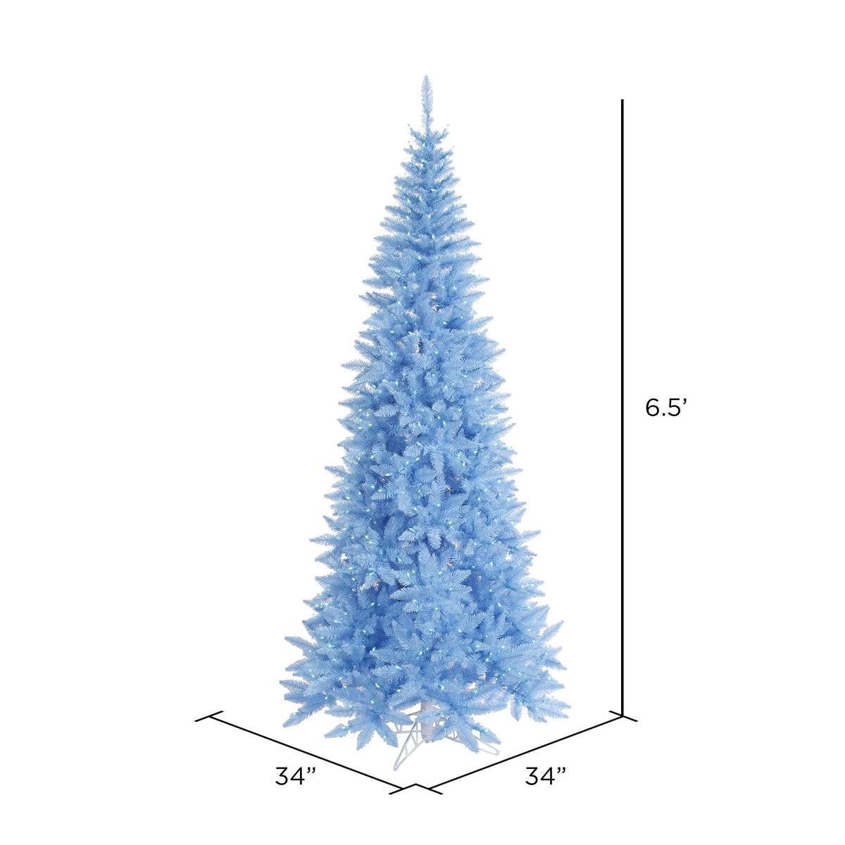 Vickerman 6.5' Sky Blue Fir Slim Artificial Christmas Tree, Blue Dura-lit LED Lights