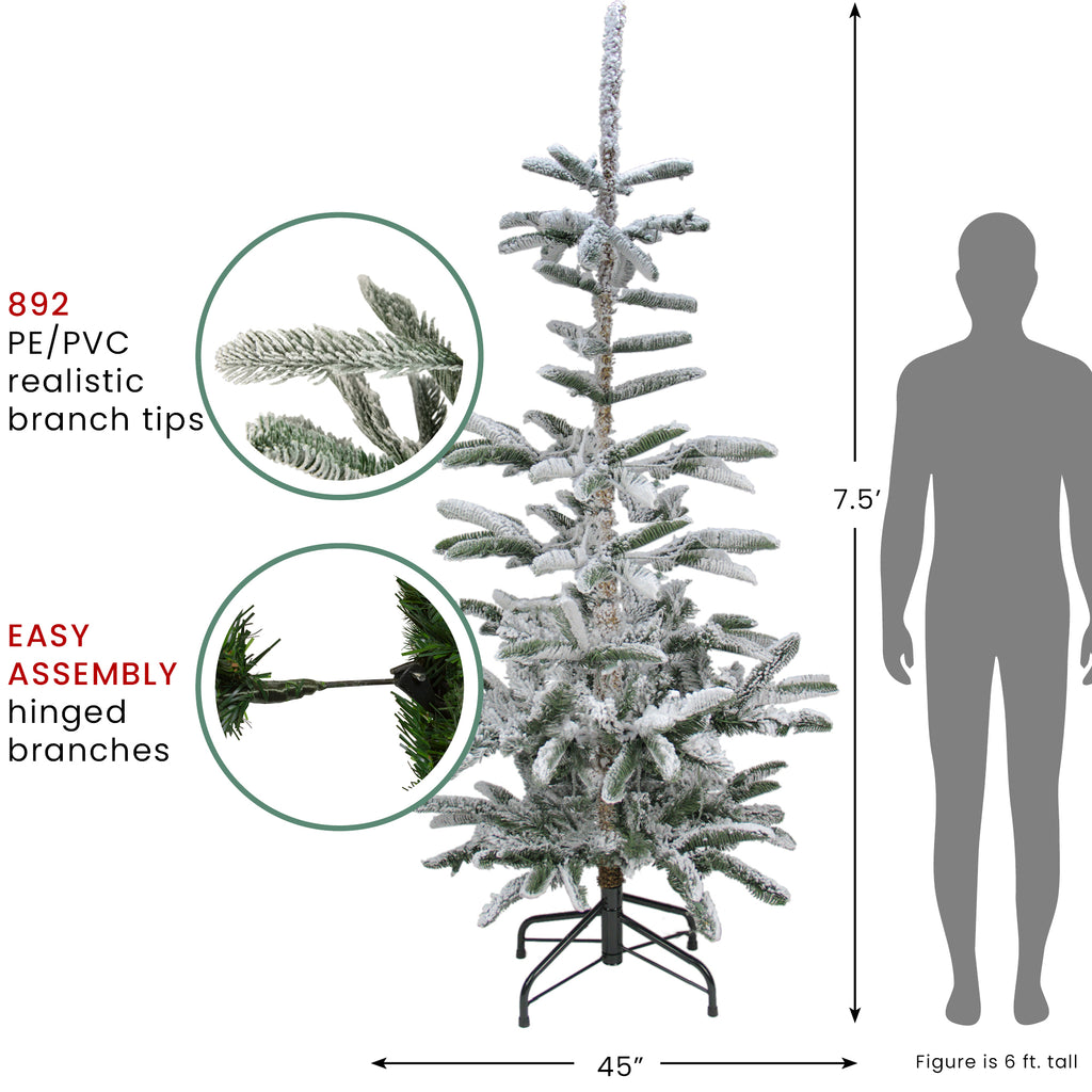 Northlight Real Touch™️ Slim Flocked Nordmann Fir Artificial Christmas Tree - 6.5' - Unlit