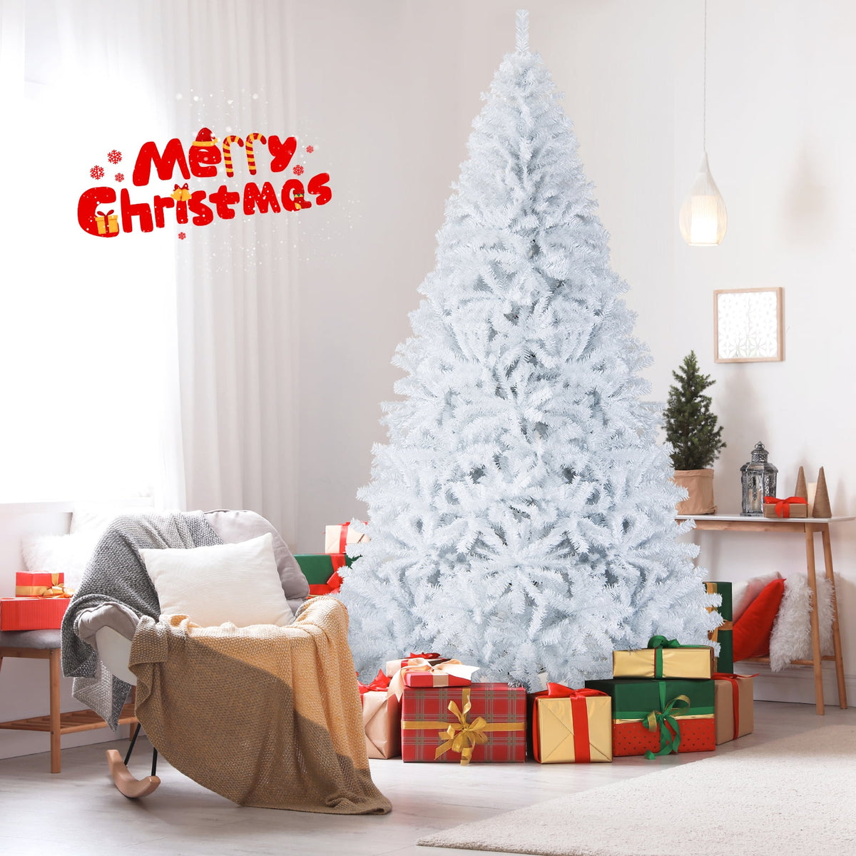 Costway 9Ft Hinged Artificial Christmas Tree Pine Tree 2132 Tips Metal