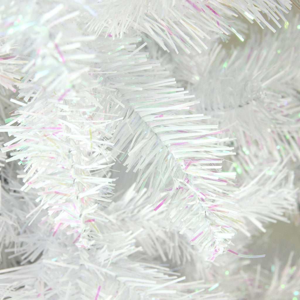 Northlight 7.5' Unlit Artificial Christmas Tree White Glimmer Iridescent Spruce Pencil