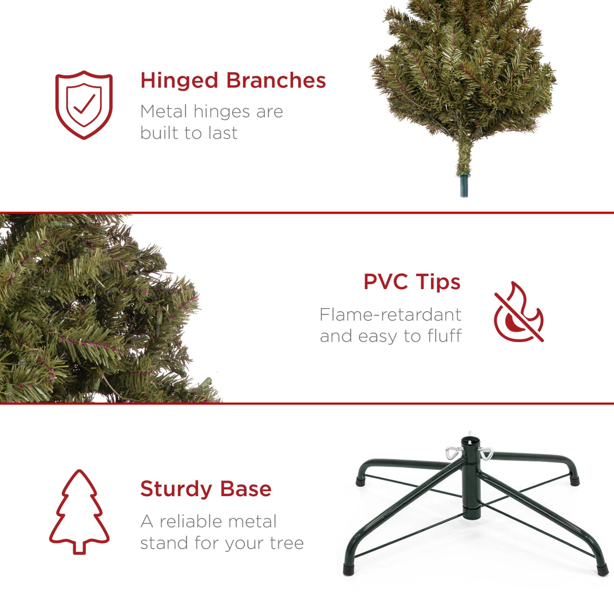 Best Choice Products 6Ft Artificial Christmas Tree, Premium Unlit Realistic Spruce Holiday Decor w/ Dense Branches
