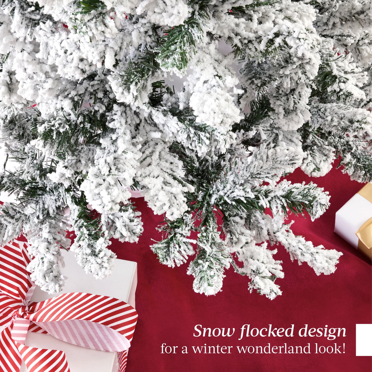Best Choice Products Artificial Flocked Christmas Tree, 6ft Premium Unlit Pine Holiday Decor w/Metal Stand Green