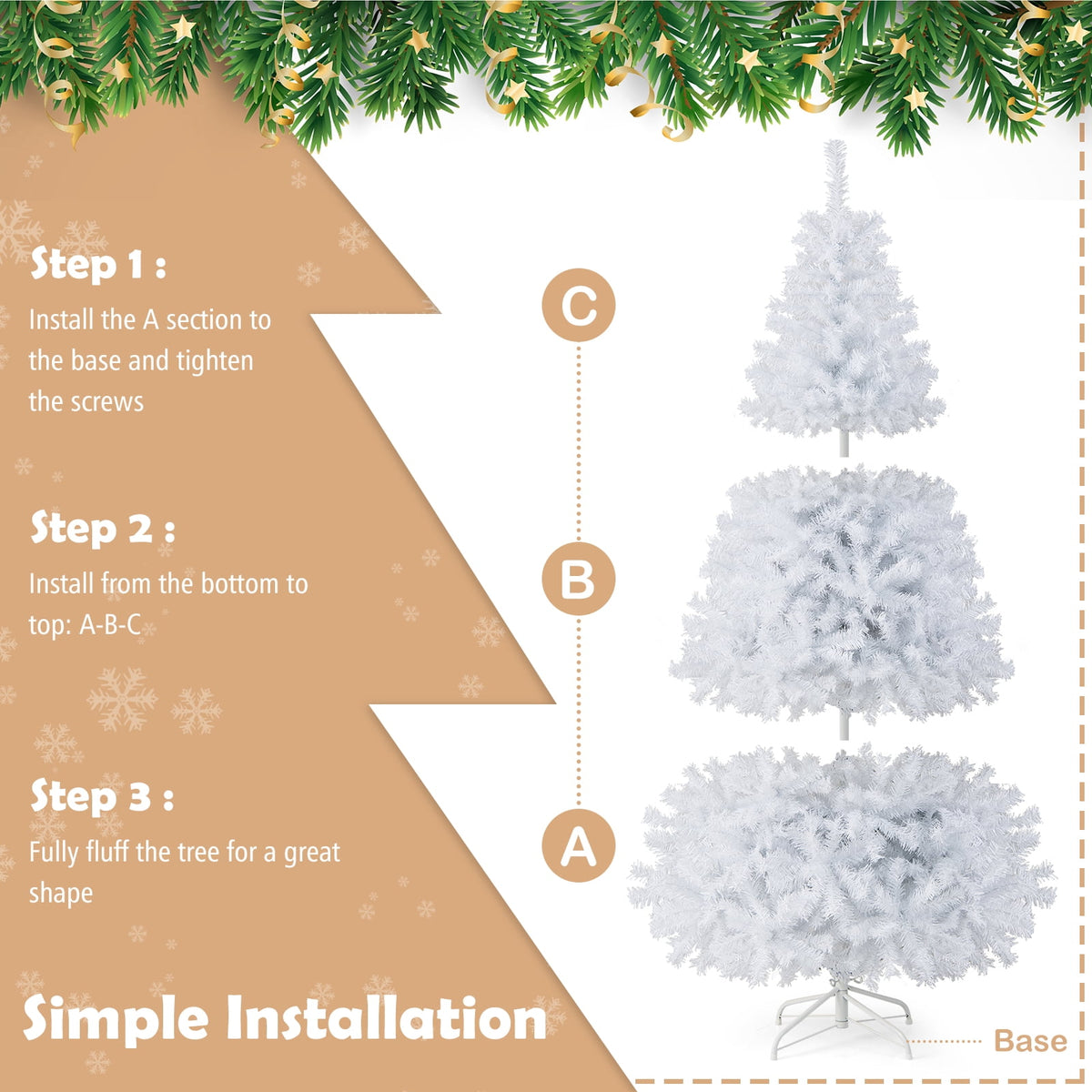 Costway 9Ft Hinged Artificial Christmas Tree Pine Tree 2132 Tips Metal