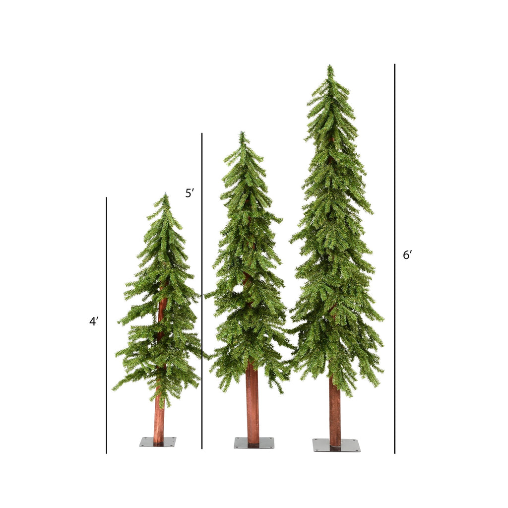 Vickerman 4' 5' 6' Natural Alpine Artificial Christmas Tree Set, Unlit