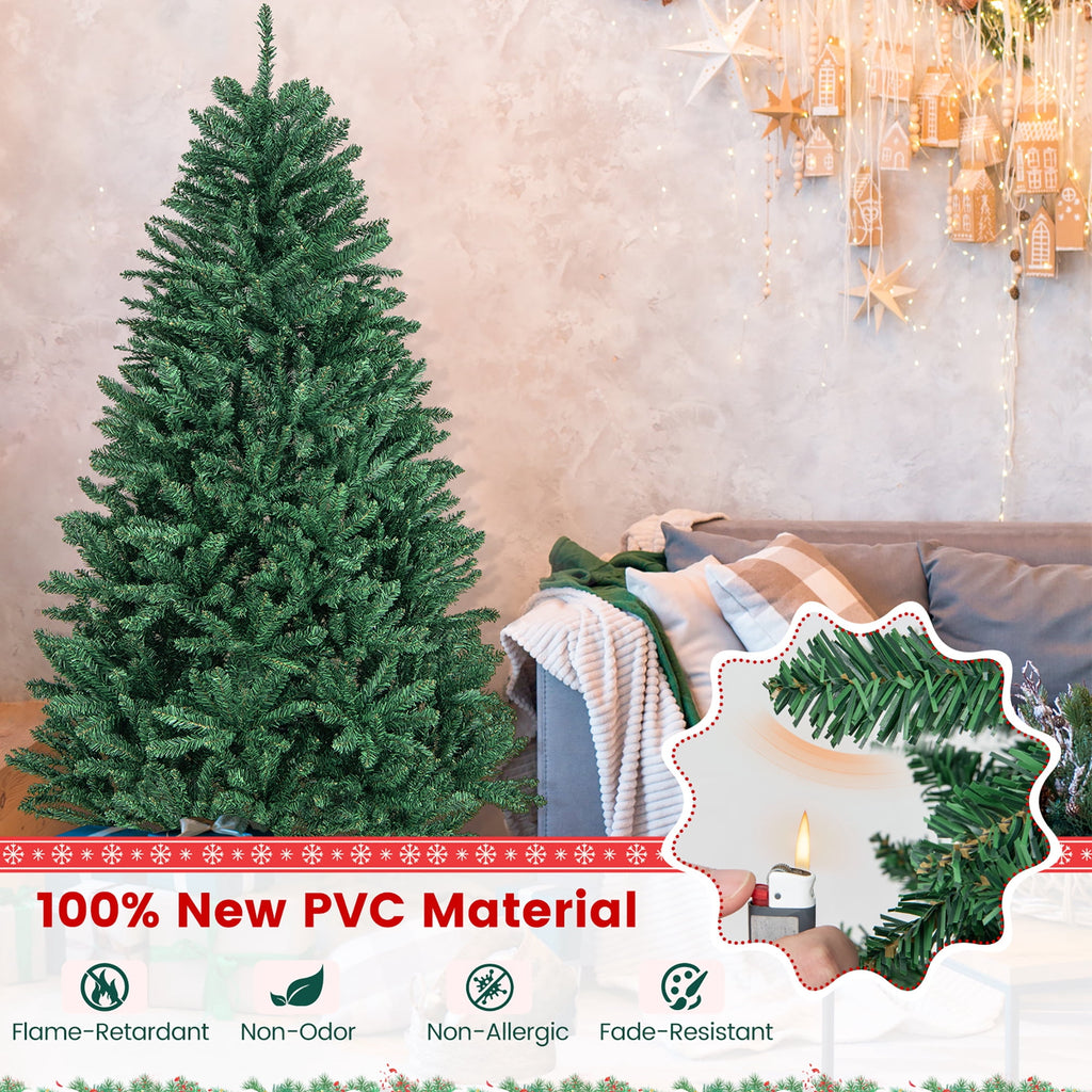 Gymax 7.5 FT Artificial Christmas Tree Hinged Christmas Tree w/ 2254 Lush Branch Tips