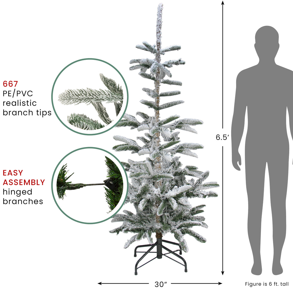 Northlight Real Touch™️ Slim Flocked Nordmann Fir Artificial Christmas Tree - 6.5' - Unlit