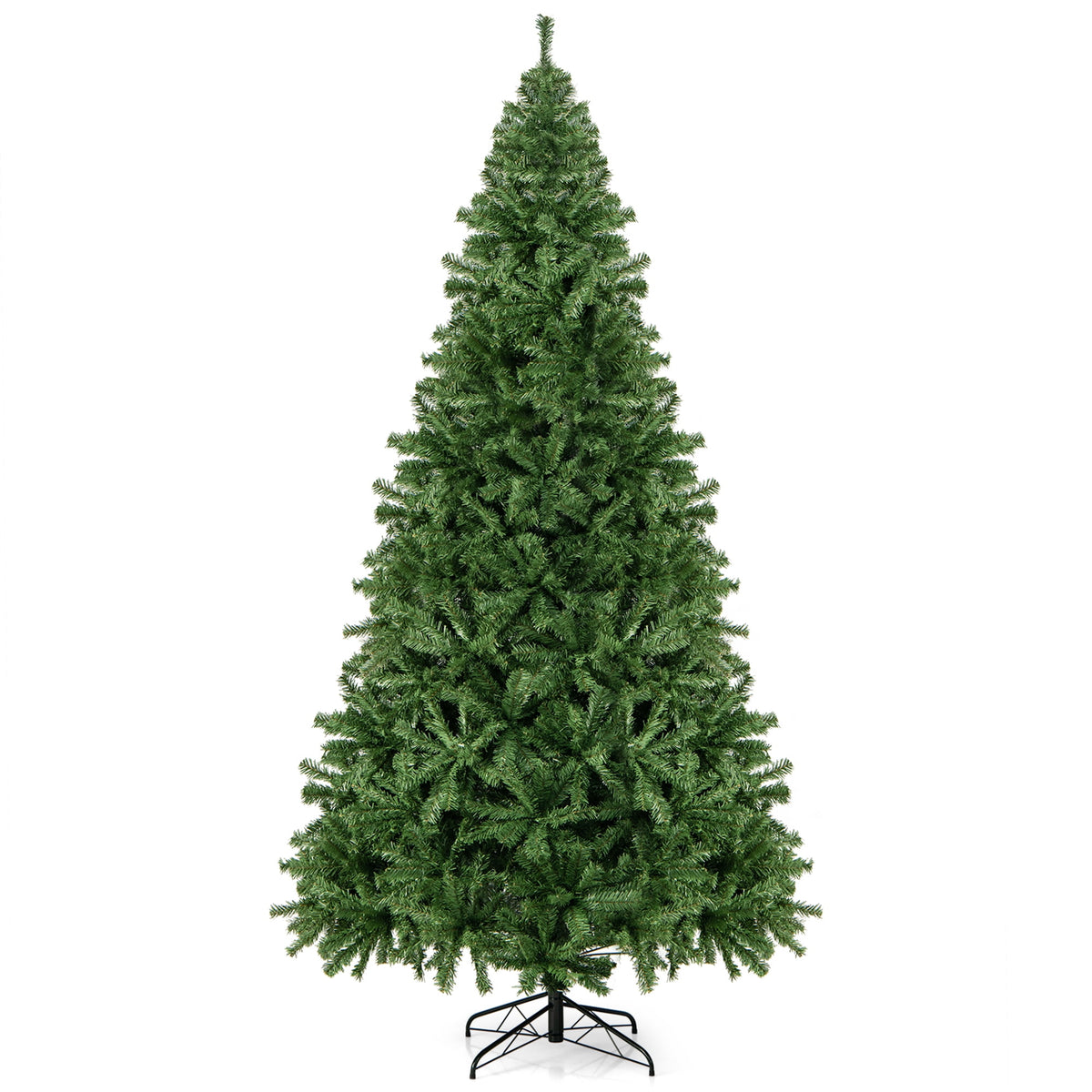 Gymax 7.5 ft Unlit Artificial Christmas Tree Hinged Spruce Xmas Tree w/ Metal Stand