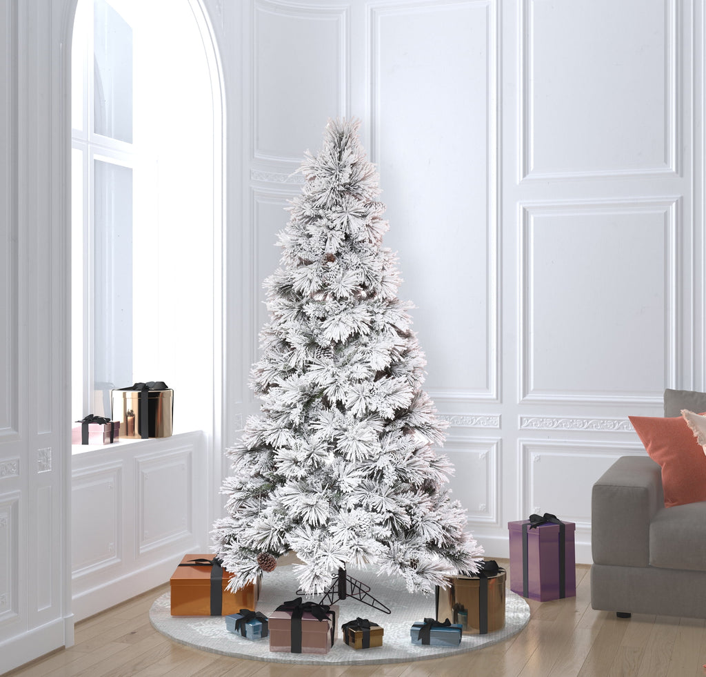 Vickerman 6.5' x 42" Flocked Atka Slim Artificial Christmas Tree, Unlit