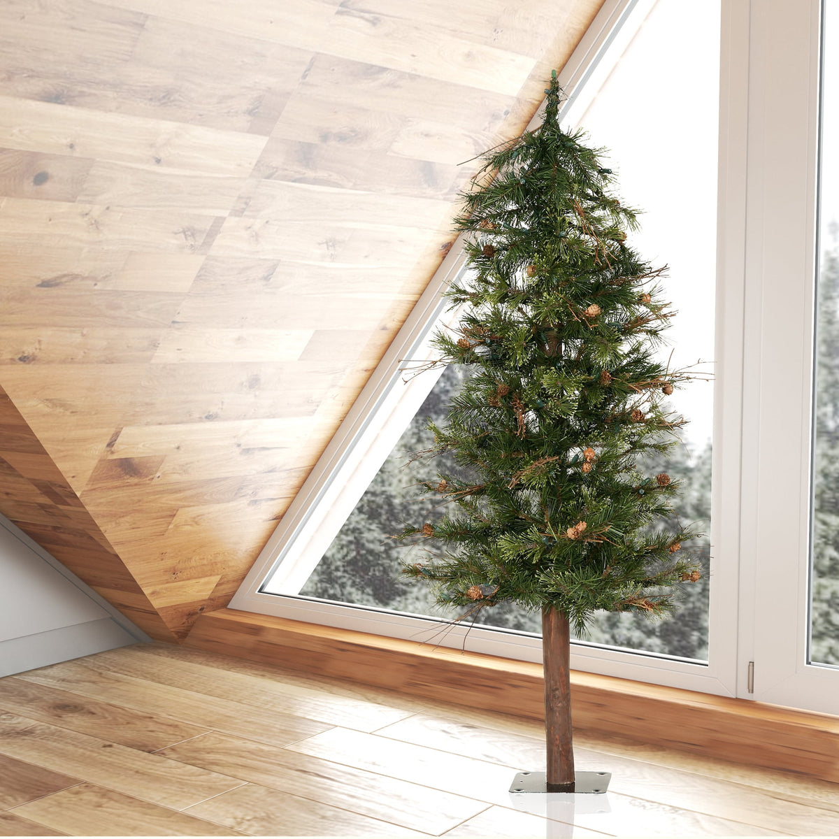 Vickerman Artificial Christmas Tree 5' x 30" Mixed Country Alpine Tree 310 Tips